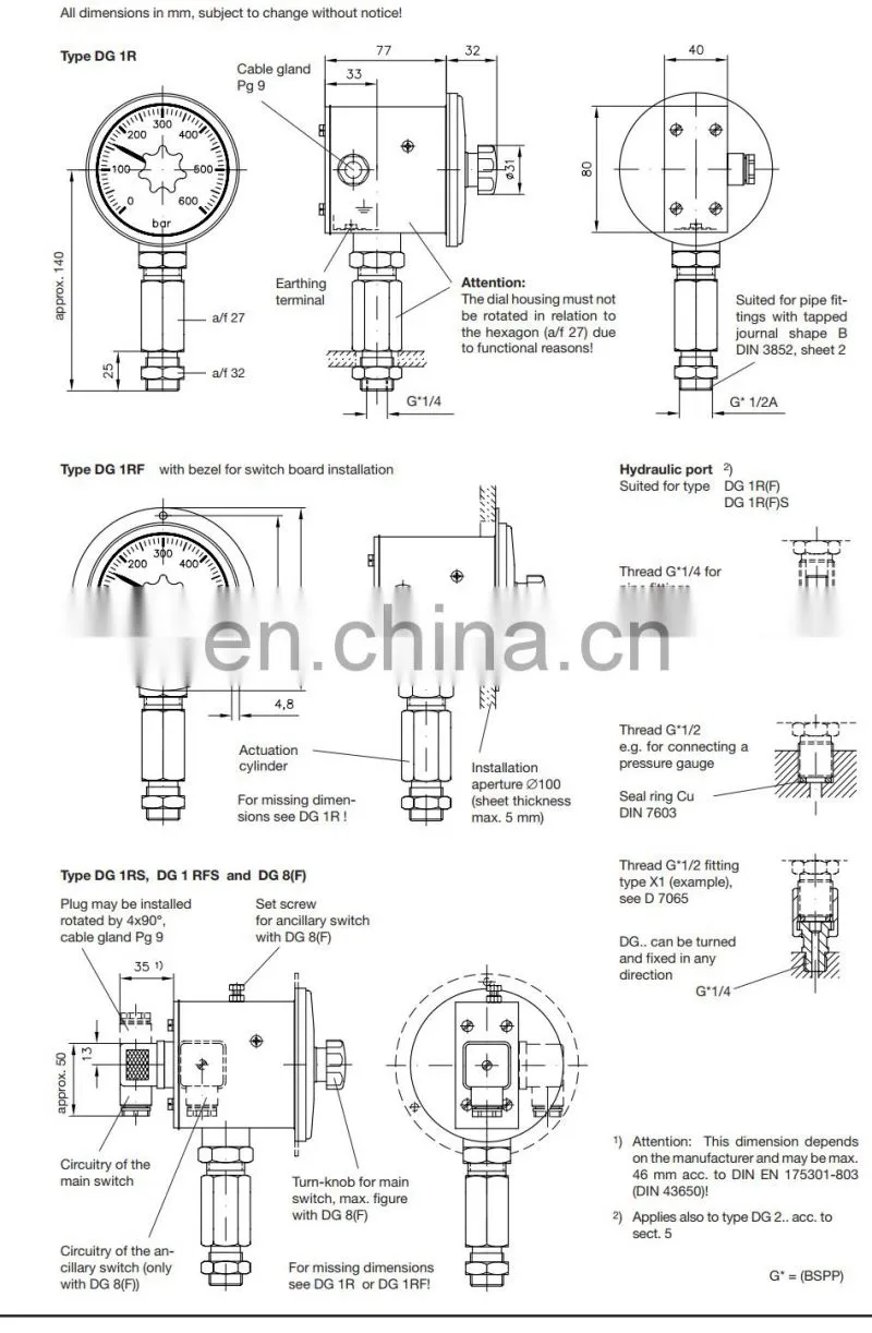 HAWE Electro-hydraulic pressure switches type DG1RF