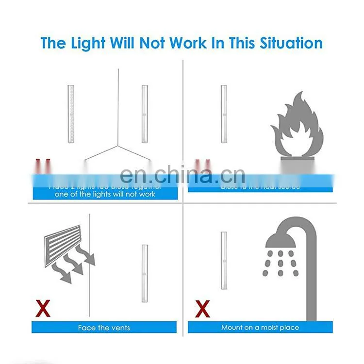 Motion Sensor Closet Lights, DIY Stick-on Anywhere Portable 20 LED Wireless Sensing Cabinet Light, Charging Stairs/Step/Night
