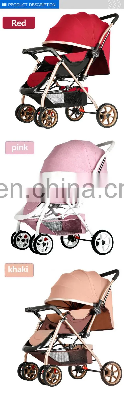 Adjustable Large Awning Baby Cart/ Baby Buggy With Dinner Plate