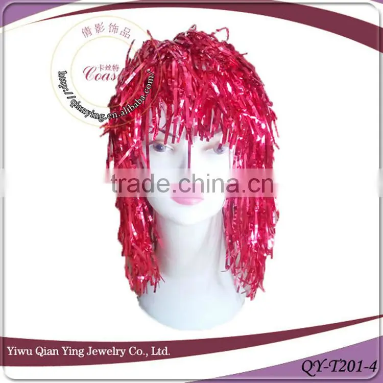 hot sell cheap green party tinsel wigs