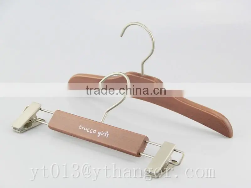 CY-663 little children wooden hanger cute boys clothes hanger with girl dress hanger