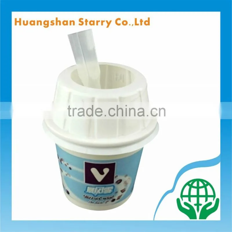 PS Lid Cover Disposable Ice Cream Cup with Spoon