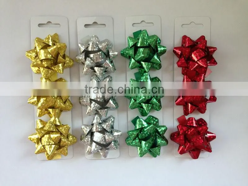 2015 Wholesale Christmas Decoration Star Bows with one pcs on paper card