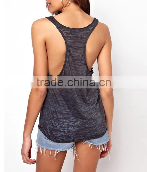 Blank transparent drop armhole tank top/Sexy sleevless blouse
