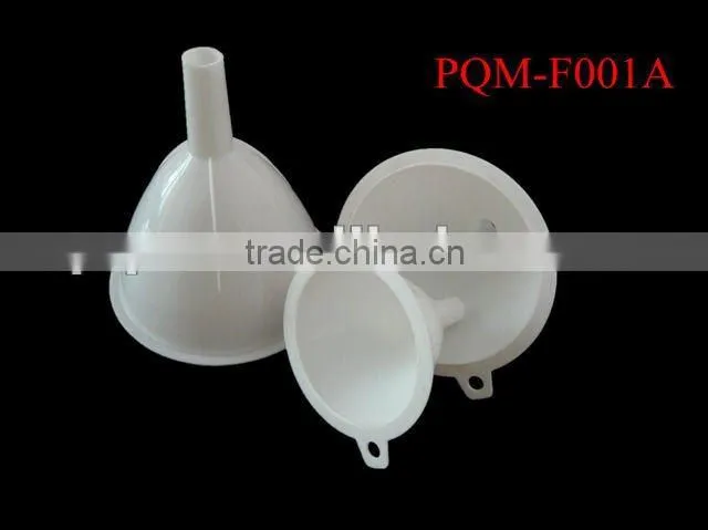 Set of white plastic funnels with 3 sizes ( 8 oz, 4 oz, 2 oz) 001A