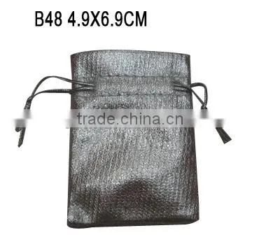 China Manufacture Custom Drawstring Faux Leather Jewelry Gift Bag B47