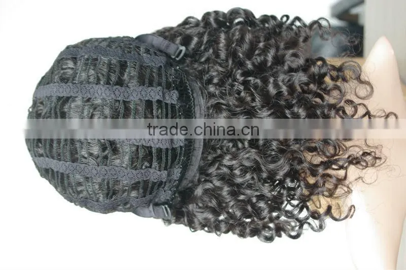 wholesale price brown curly human hair half wig