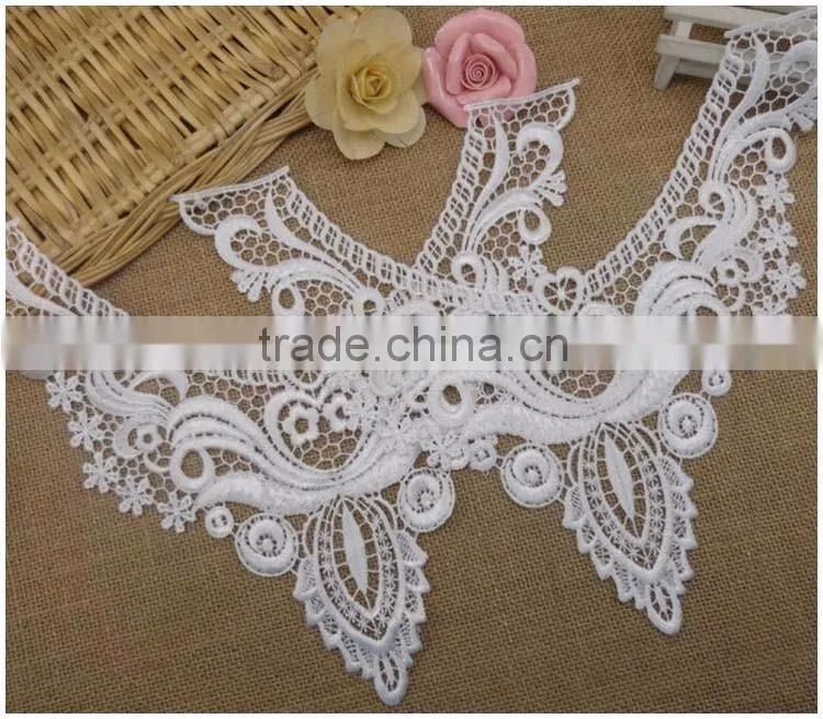 Welcome Customize Trim,New Design Creamy White DIY Fashion Chemical Water Soluble U Neck Lace Trim Applique for Garment