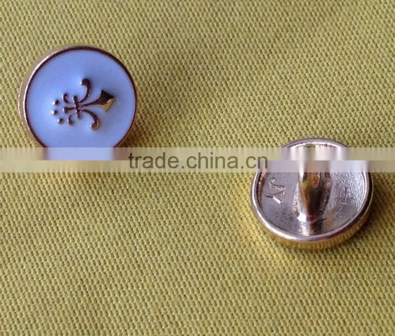 Anchor Logo white Color Enamelled Metal Shank Button --- M1876