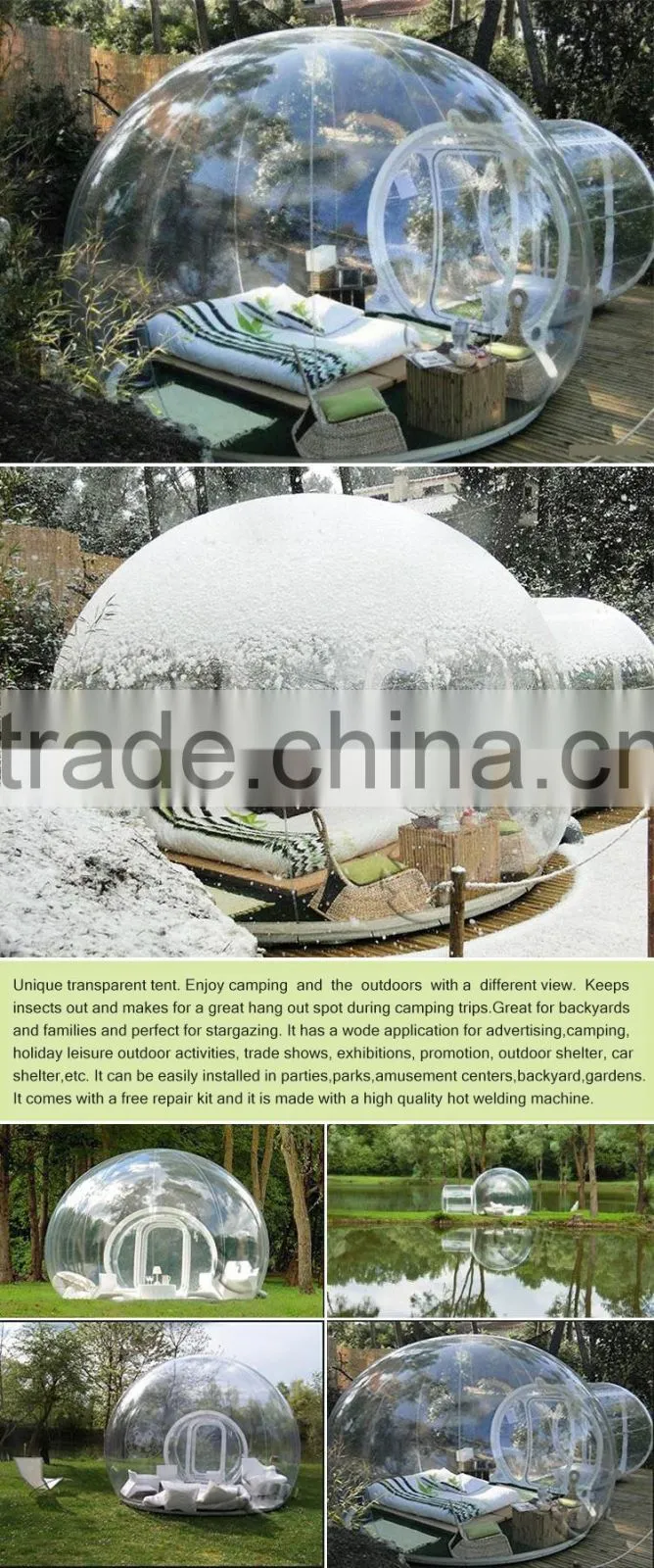 Party inflatable clear transparent dome tent for rentals