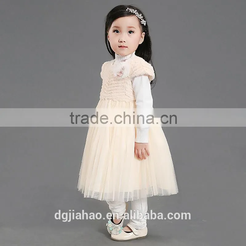 Wholesale best-selling short sleeve fur winter party dress for girls 4-12y