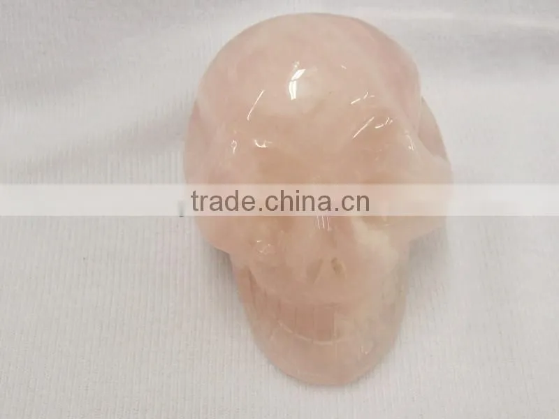 Rose Quartz Skull,wholesale stone skull carving