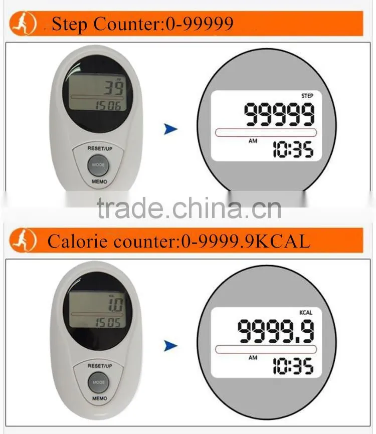 New Multi-functional Digital Porket Walking 3D Pedometer with 12/24 Time System and 7days Memory Pedometer /OEM/ODM Manufacturer