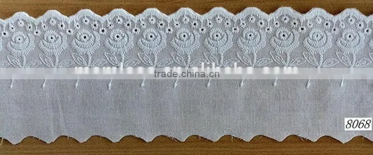 Top grade hot sale eyelet cotton lace trim embroidery