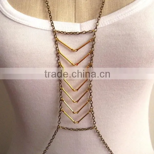 Chevron Gold Bar Body Chain Harness