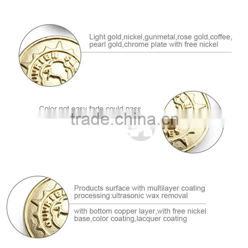 Gold Embossed Logo Custom Metal Sewing Button