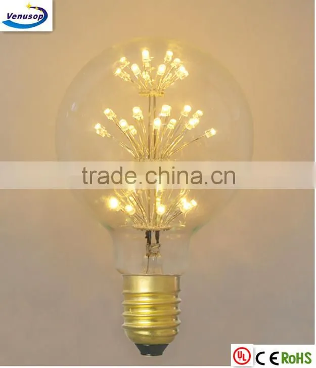 2400k vintage Edison style globe lamp with amber glass G95 e26 120v ul ce rohs