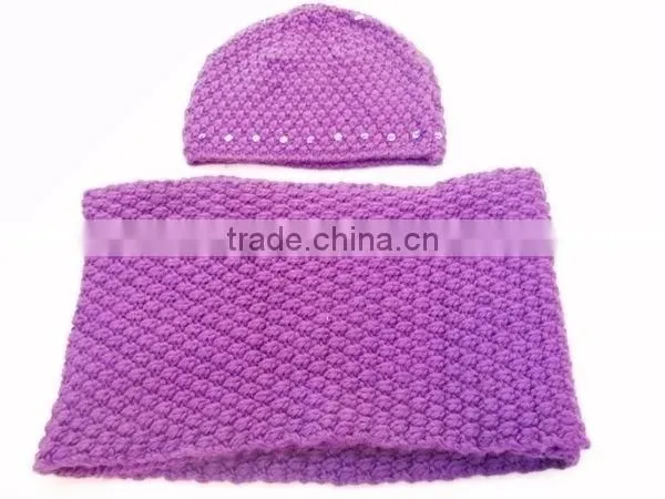 fashion acrylic pailletted hat scarf set