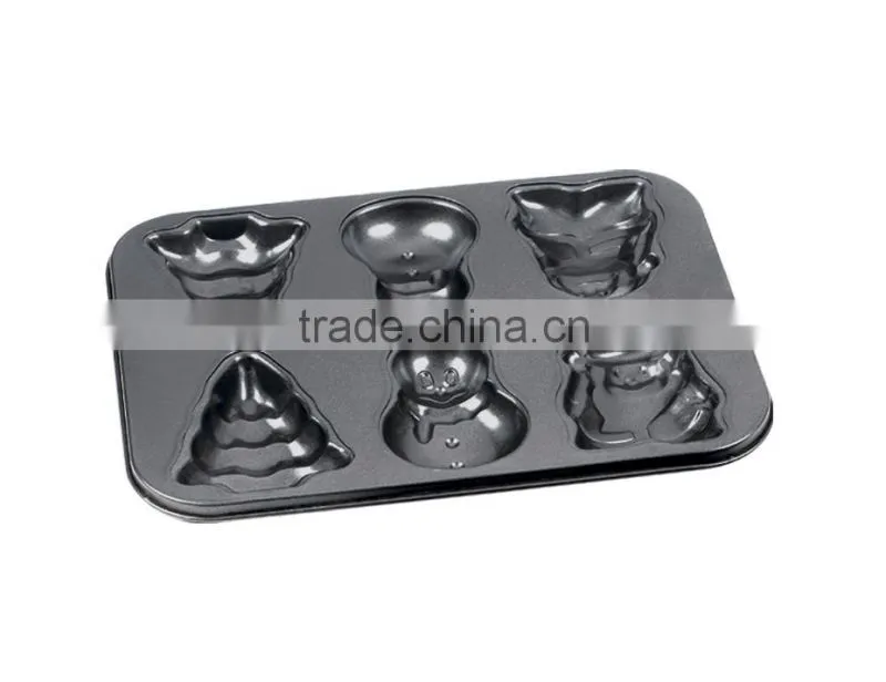 FDA, LFGB Approved Carbon Steel Non-stick Cake Pans of Muffin Pan with 6 Cups