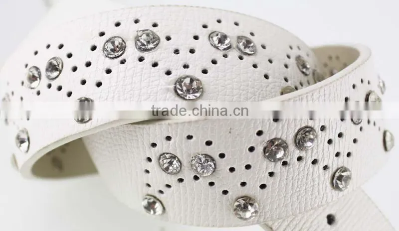Women's Fashion rhinestone studded 35Mm pu leather jeans belt with shiny rhinestone accessories