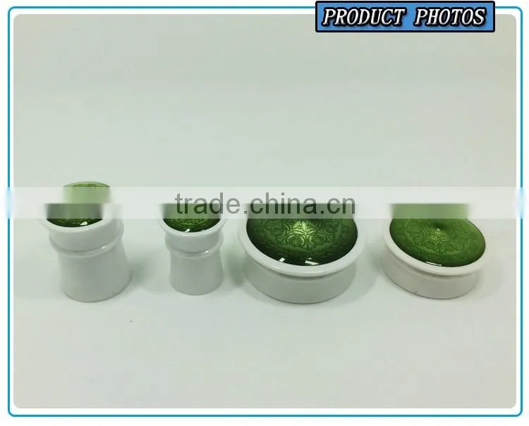 Luxury Cosmetics Packaging green colored cosmetic glass bottle and face cream jar