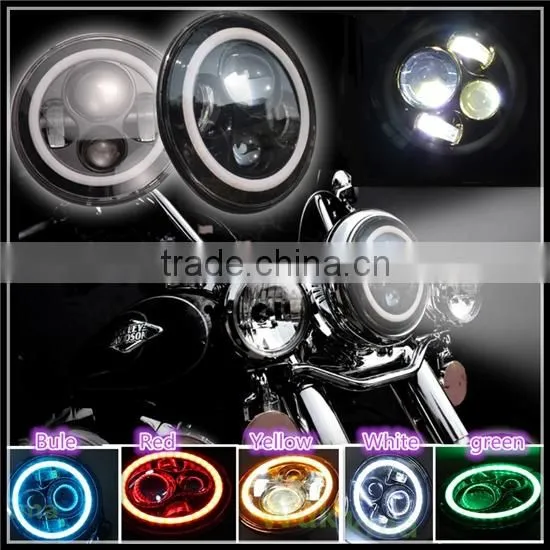 4-1/2" Halo Black LED Auxiliary Spot Fog Passing Lights Lamps Pair Harley Motorcycle