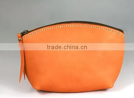 high end European Style leather ladies cow leather cosmetic bag
