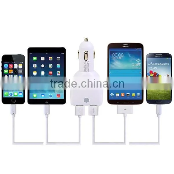 2016 new design adapter 4 port usb car charger for mobile phone
