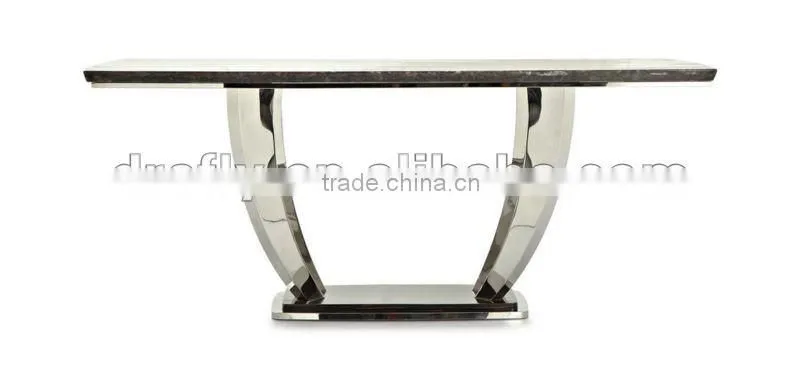 Stainless metal mable top dining table