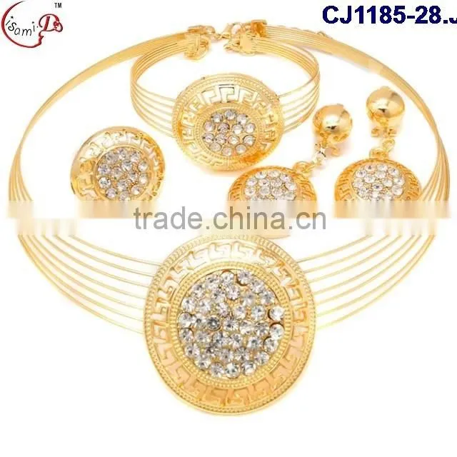 CJ1185-2 Hot sell fashion good quality 18k dubai gold jewelry set for party