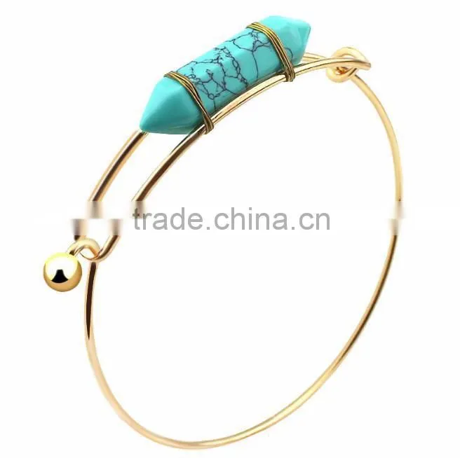 Custom jewelry factory turquoise charm bangle bracelets
