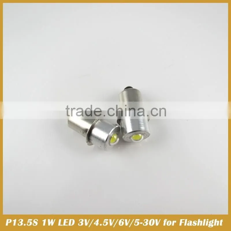 P13.5S 1W LED Torch Globe Bulb 3V/4.5V/6V/5-30V