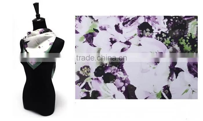 No Moq 100% silk 12mm twill 88*88cm screen printing scarf