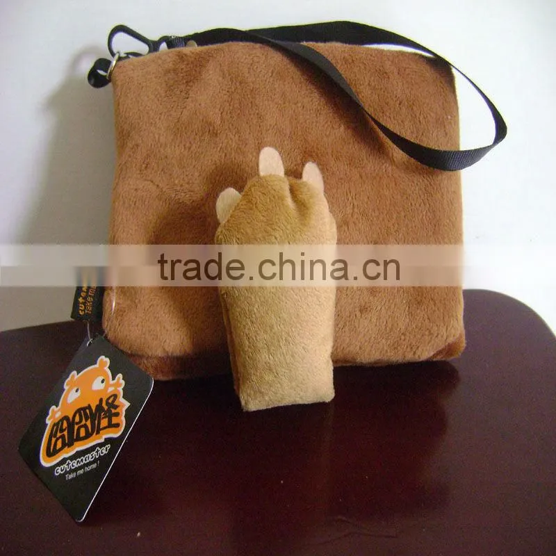 Two Sided Printing Logo Plush Velvet White Drawstring Pouch Bag for Mobile Phone