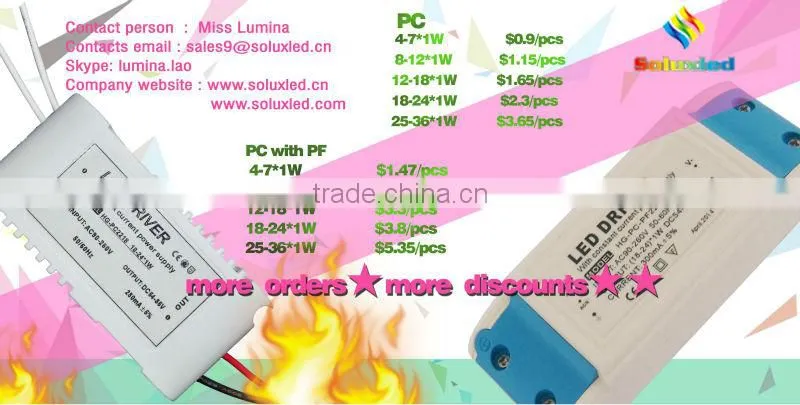 ac dc plastic case led power supply with 40W 1200mA