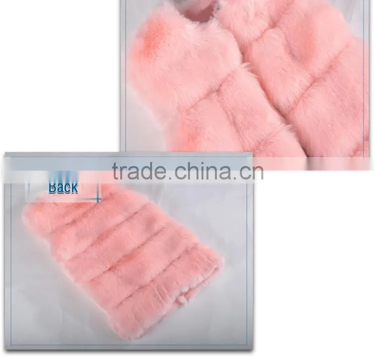 women pink pattern faux fur vest fake fur vest