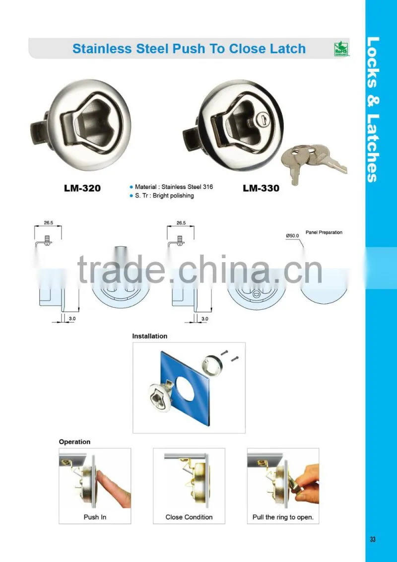 LM-320 Machinery tools electrical panel keyless push button panel lock