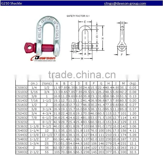 Dawson carbon steel shackle with great price