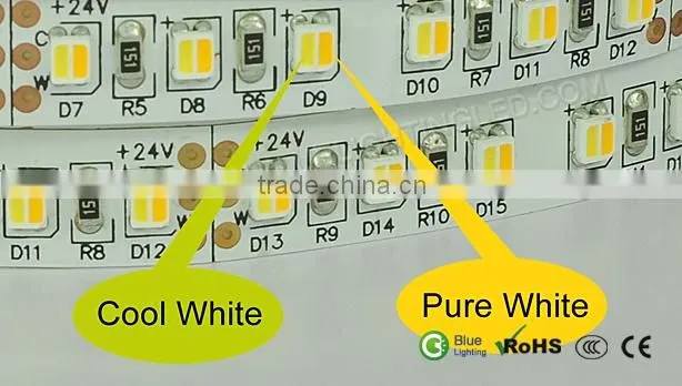 2014 newest 12V 24V Variable CCT LED Strip Warm White/ Cool White 120leds/m