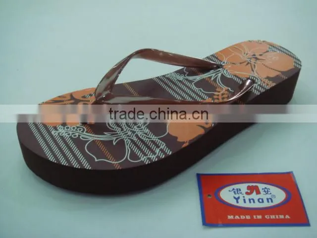 663 LOULUEN Custom Lady Wedge Heel Slippers Flip Flops For Women Wholesale