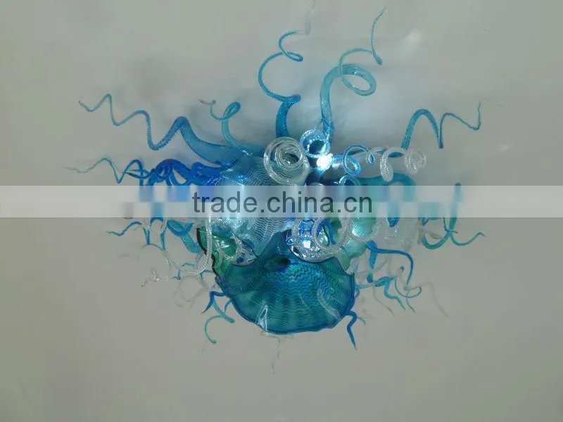 Hot selling hand blown art blue color chihuly style murano glass ceiling chandelier