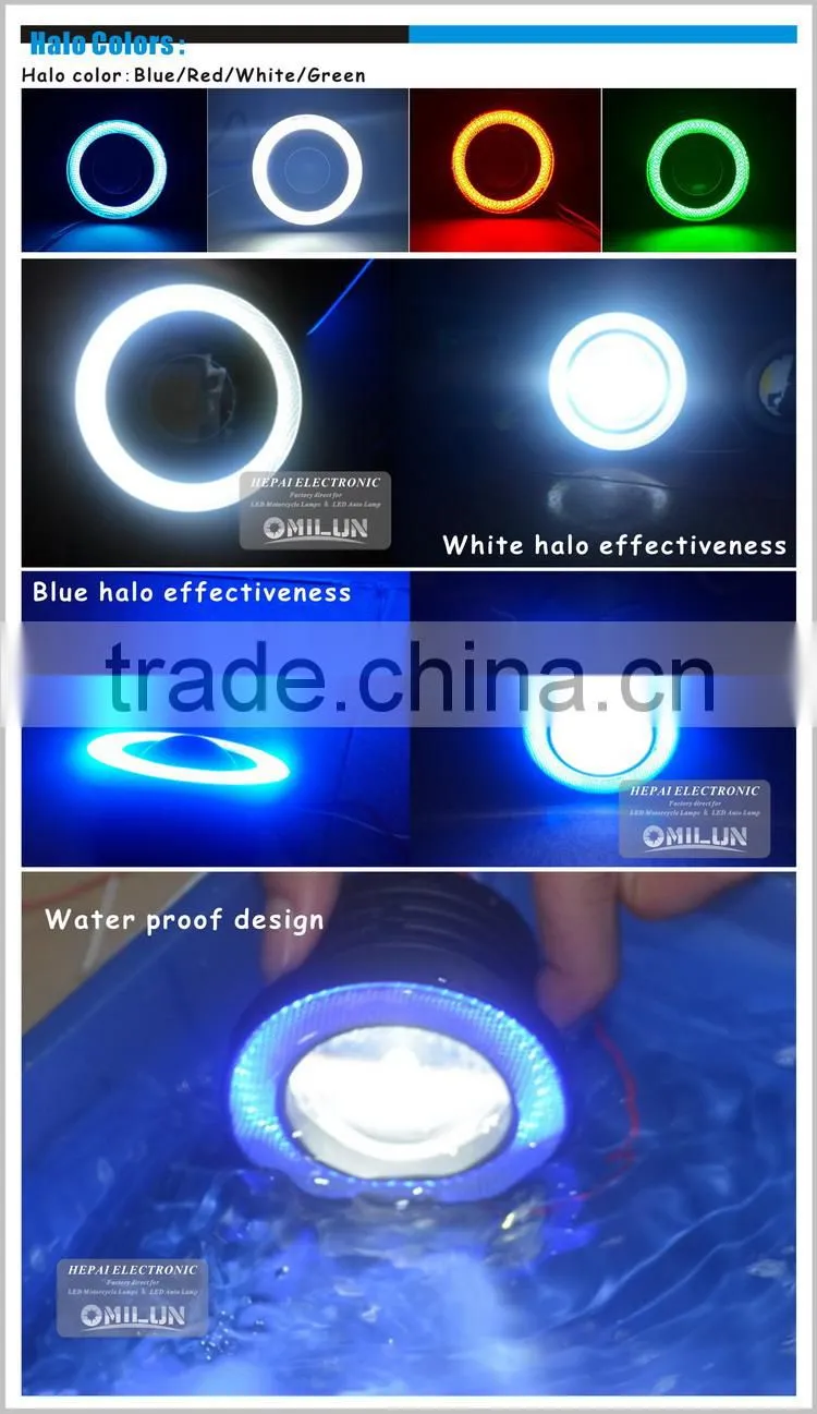 2016 New Design 3inch 76mm 30W LED Fog Angel eyes light with optical glass Lens for most of cars