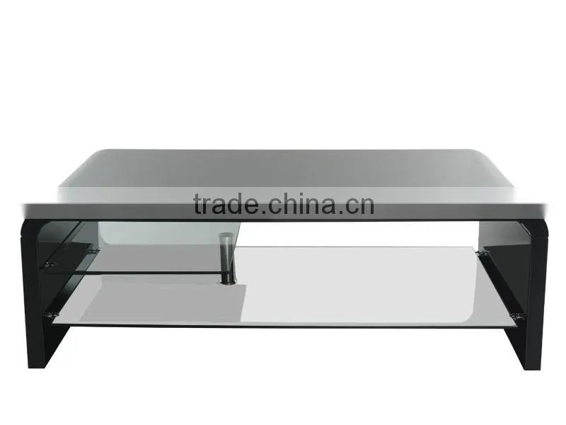 TV-3006 High Gloss Top TV Stand with Clear Glass Shelves