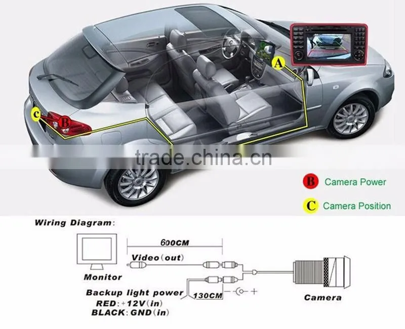 5USD Silver HD CMOS Vehicle Camera Car Reversing Rearview Backup Camera