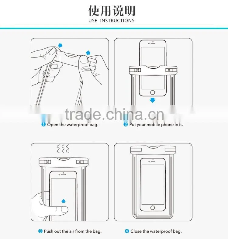 Alibaba express wholesale price fluorescenet waterproof camera bag, waterproof bag for phone