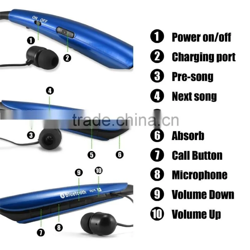 Wireless Hands-free bluetooth headset for sport