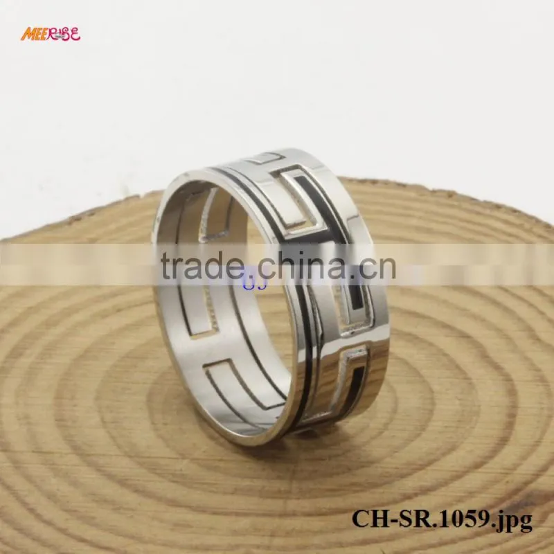Fashion Wood Jewelry Brushed Surface KOA WOOD Inlaid Inner Titanium Ring