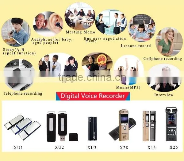 8gb usb flash drive bulk audio voice recorder Built-in Rechargeable Lithium Battery