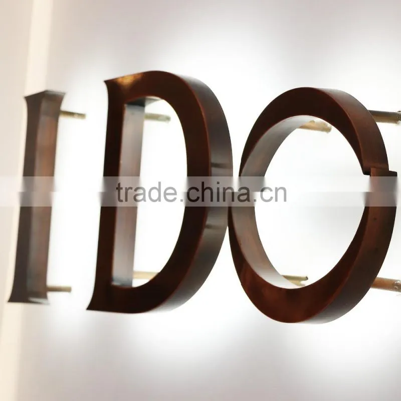 Antique Finish Advertising Backlit Metal Letter Signs