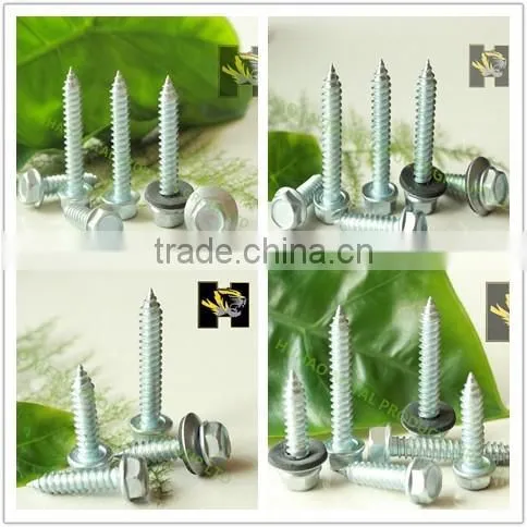22A slivery hex head self tapping screw with EPDM rubber